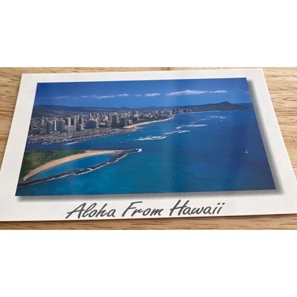 Vintage Aloha From Hawaii Postcard - Scenic Waikiki Beach & Diamond Head - Picture 2 of 4